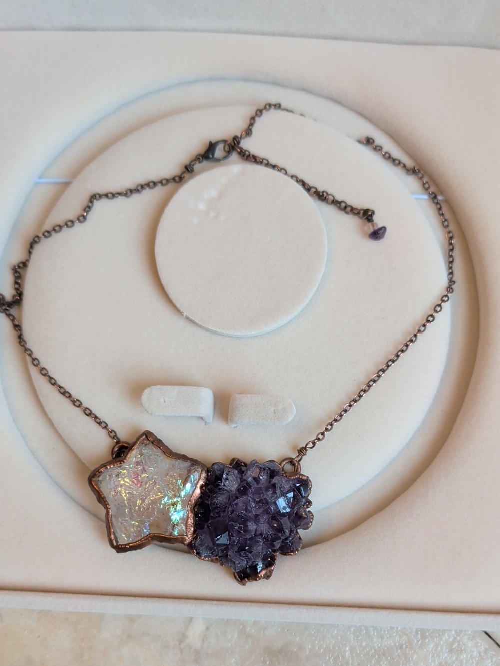 Sparkling Star Druzy Necklace - Purple & Iridescent